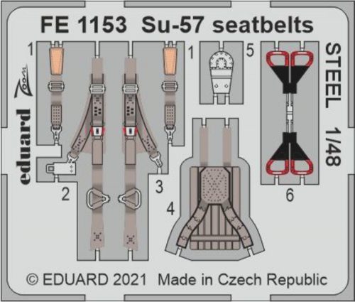 Eduard Su-57 seatbelts STEEL 1/48 for ZVEZDA 1:48 (FE1153)