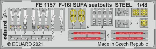 Eduard F-16I SUFA seatbelts STEEL 1/48 for KINETIC 1:48 (FE1157)