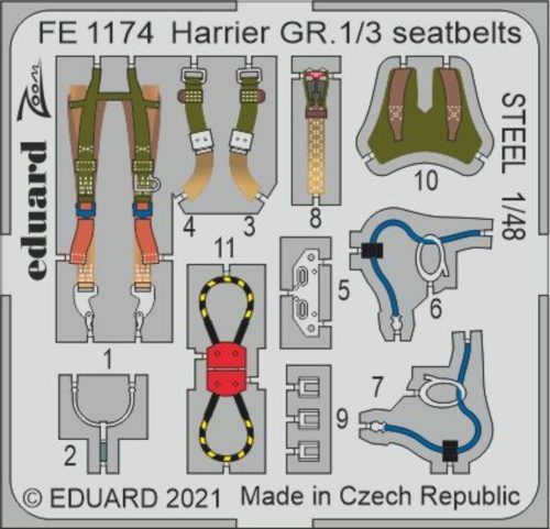 Eduard Harrier GR.1/3 seatbelts STEEL 1/48 for KINETIC 1:48 (FE1174)