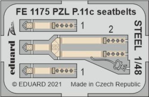 Eduard PZL P.11c seatbelts STEEL 1/48 for ARMA HOBBY 1:48 (FE1175)