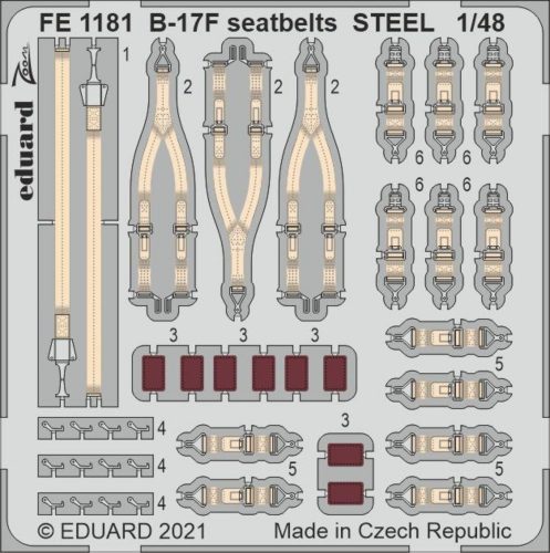 Eduard B-17F seatbelts STEEL 1/48 for HKM 1:48 (FE1181)