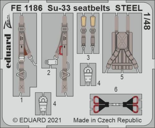 Eduard Su-33 seatbelts STEEL 1/48 for MINIBASE 1:48 (FE1186)