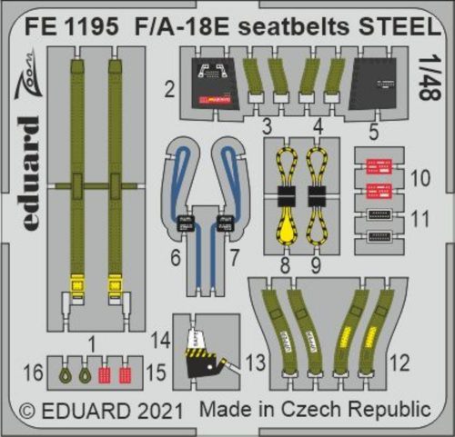 Eduard F/A-18E seatbelts STEEL 1/48 for MENG 1:48 (FE1195)