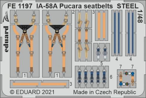 Eduard IA-58A Pucara seatbelts STEEL 1/48 for KINETIC 1:48 (FE1197)