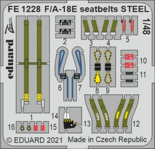 Eduard F/A-18E seatbelts STEEL for HOBBY BOSS 1:48 (FE1228)