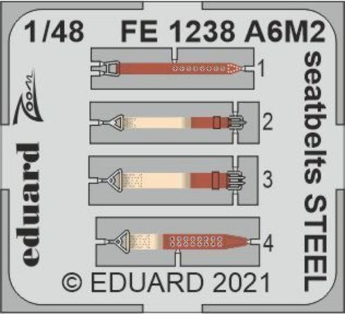 Eduard A6M2 seatbelts STEEL, for EDUARD 1:48 (FE1238)