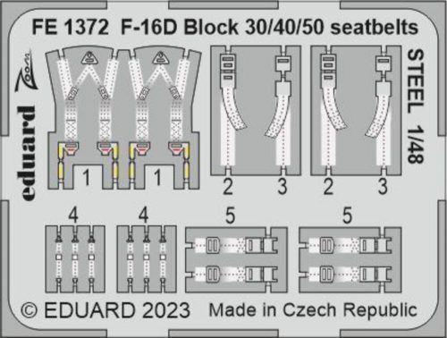 Eduard F-16D Block 30/40/50 seatbelts STEEL 1/48 KINETIC 1:48 (FE1372)