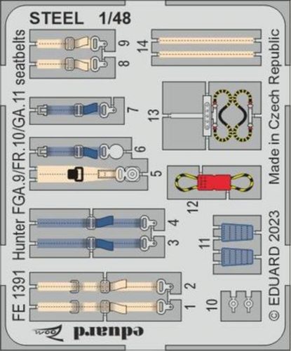 Eduard Hunter FGA.9/FR.10/GA.11 seatbelts STEEL  1/48 AIRFIX 1/48 (FE1391)