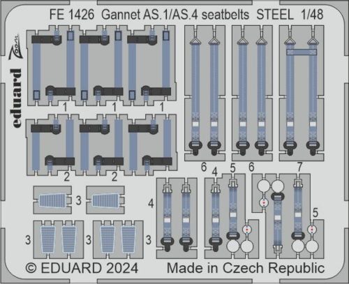 Eduard Gannet AS.1/AS.4 seatbelts STEEL AIRFIX 1:48 (FE1426)