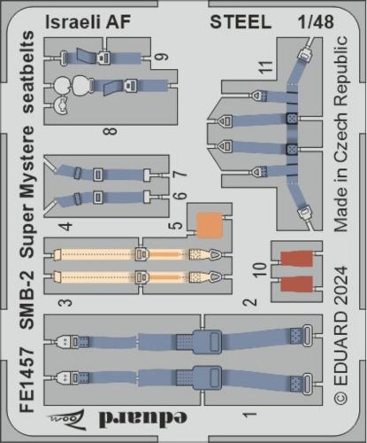 Eduard SMB-2 Super Mystere seatbelts Israeli AF STEEL 1:48 (FE1457)