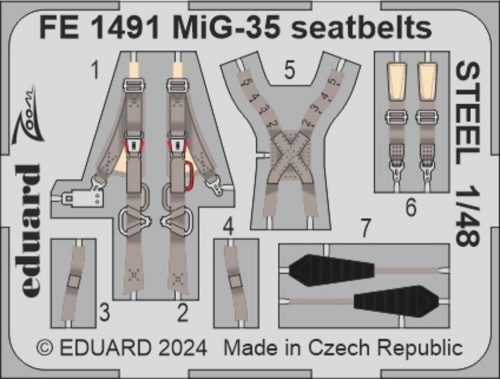 Eduard MiG-35 seatbelts STEEL HOBBY BOSS 1:48 (FE1491)