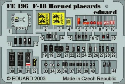 Eduard F-18 Hornet placards 1:48 (FE196)