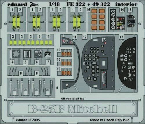 Eduard B-25B Mitchell interior für Accurate Miniatures Bausatz 1:48 (FE322)