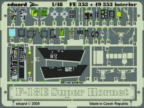 Eduard F-18E Super Hornet interior Für Hasegawa Bausatz. 1:48 (FE353)