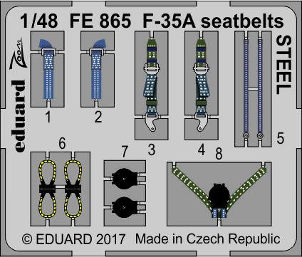 Eduard F-35A seatbelts STEEL for Meng 1:48 (FE865)