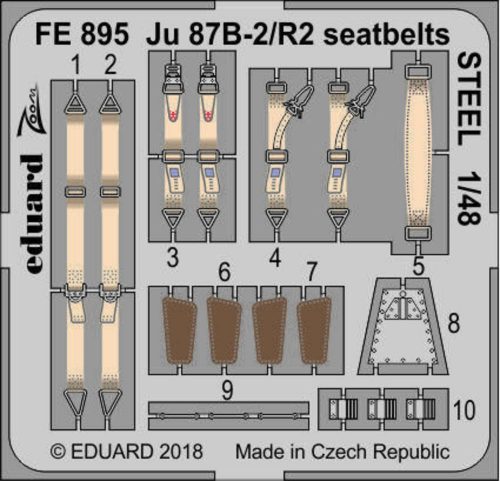 Eduard Ju 87B-2/R2 seatbelts STEEL for Airfix 1:48 (FE895)