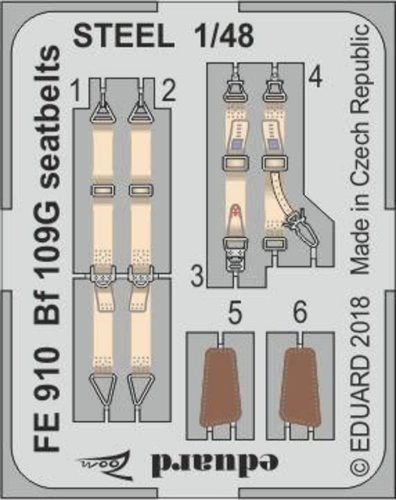 Eduard Bf 109G seatbelts STEEL for Eduard 1:48 (FE910)