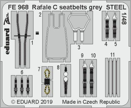 Eduard Rafale C seatbelts grey STEEL f.Revell 1:48 (FE968)