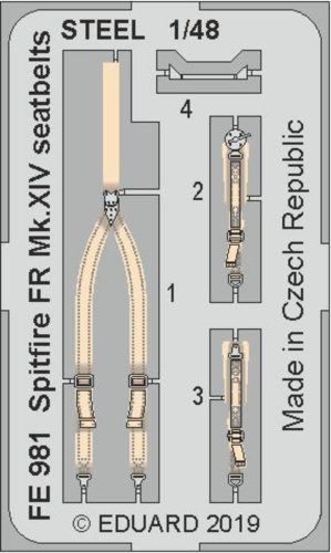 Eduard Spitfire FR Mk.XIV seatbeltsSTEEL f.Airf 1:48 (FE981)