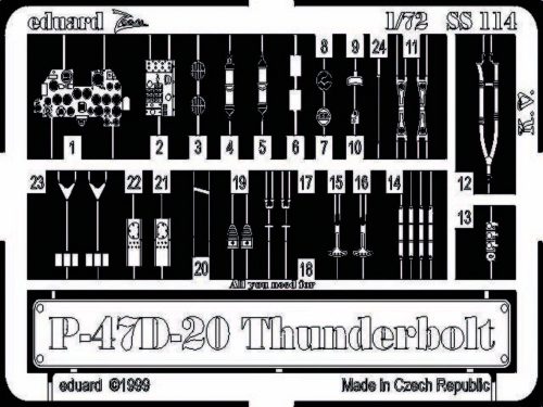 Eduard P-47D-20 Thunderbolt für Academy Bausatz 1:72 (SS114)