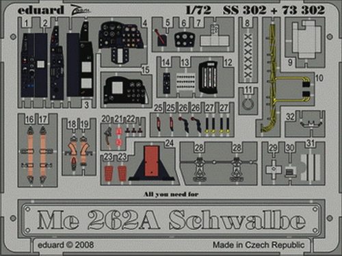 Eduard Me 262A Schwalbe für Academy Bausatz 1:72 (SS302)