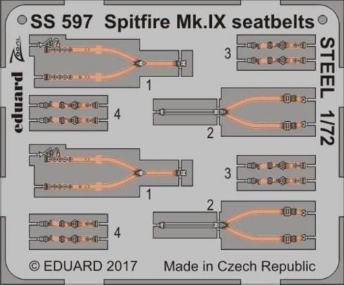 Eduard Spitfire Mk.IX seatbelts STEEL f.Eduard 1:72 (SS597)