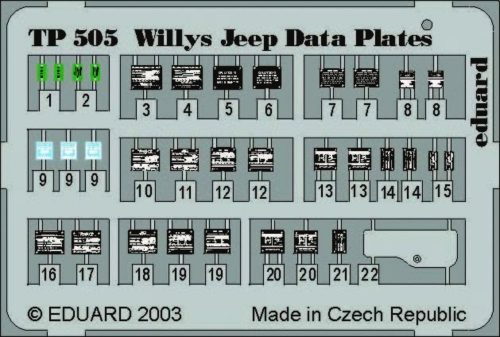 Eduard Willys Jeep Data plates 1:35 (TP505)