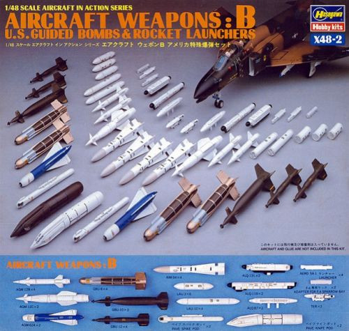 Hasegawa X48-2 US Aircraft Weapons B Giuded Bombs&Rocket Launcher 1:48