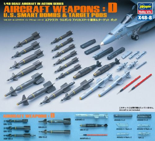 Hasegawa X48-8 US Aircraft Weapons D Smart Bombs&Target Pods 1:48