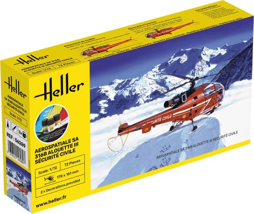 Heller STARTER KIT Alouette III Sécurité Civile 1:72 (56289)