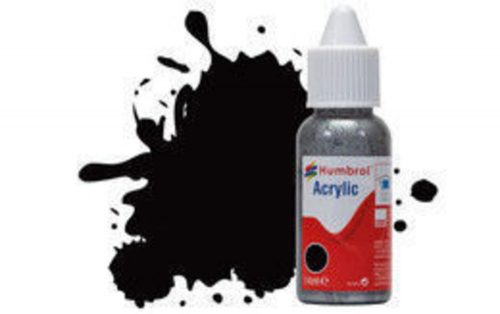 Humbrol Acrylic Paint No 85 Black - Satin, Dropper Bottle 14 ml (DB0085)