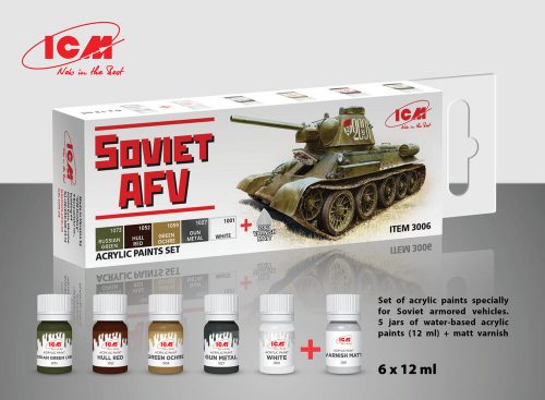 ICM Acrylic paint set for Soviet AFV 6 x12 ml  (3006)