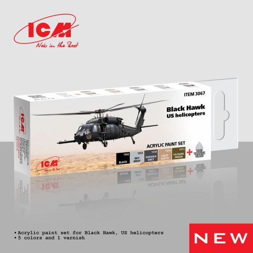 ICM Acrylic Paint Set for Black Hawk. US helicopters 6 x12 ml (3067)