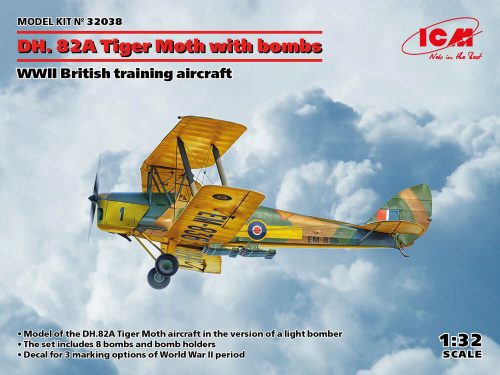 ICM DH. 82A Tiger Moth with bombs, WWII British training aircraft 1:32 (32038)