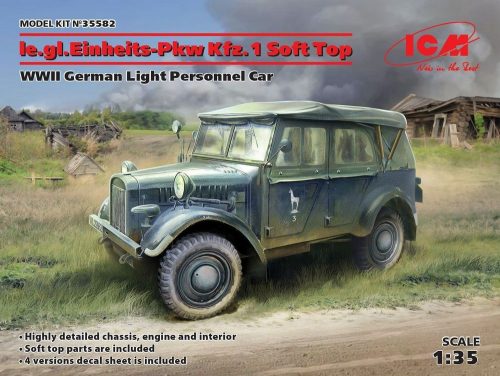 ICM le.gl.Einheitz-Pkw Kfz.1 Soft Top,WWII German Light Personnel Car 1:35 (35582)