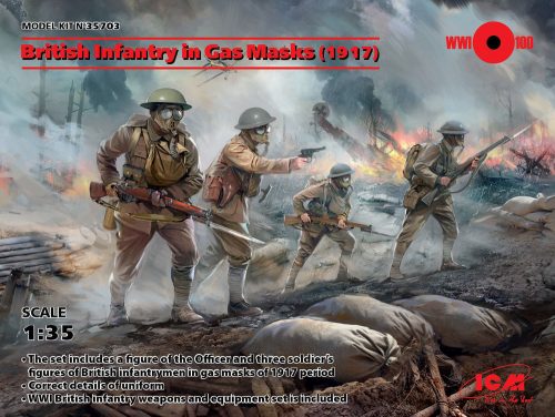 ICM British Infantry in Gas Masks(1917)4 Figu 1:35 (35703)