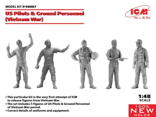 ICM US Pilots & Ground Personnel (Vietnam War) (5 figures) (100% new molds) 1:48 (48087)