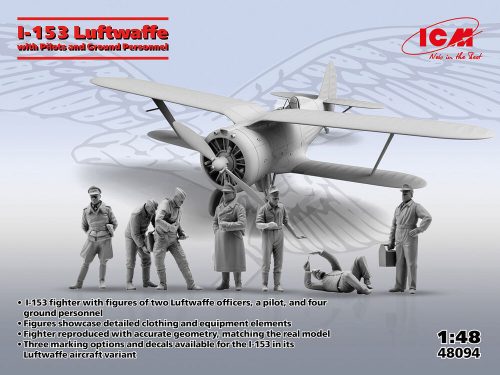 ICM I-153 with Luftwaffe Pilots and Ground Personnel 1:48 (48094)