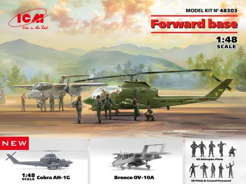 ICM Forward base Cobra AH-1G+Bronco OV-10A w.US Pilots&Ground Person a. HelicoPilots 1:48 (48303)