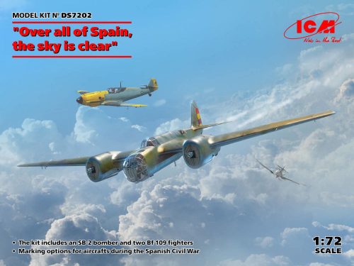 ICM Over allof Spain,the sky is clear(SB 2M-100 Katiushka+two Me 109 E3 Pilot Ace 1:72 (DS7202)