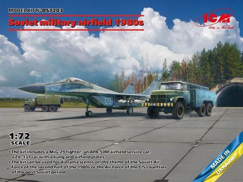 ICM Soviet military airfield 1980s(Mikoyan-29 9-13,APA-50M(ZiL-131),ATZ-5 SovPAG-14 1:72 (DS7203)