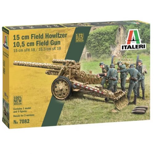 Italeri 1:72 15cm Field Howitzer 10,5cm Field Gun with Crue (7082)