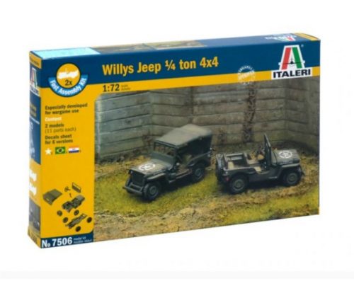 Italeri 1:72 Willys Jeep 1/4 ton 4x4 2in1 Fast Assembly Kit (7506)