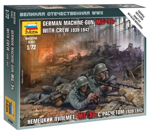 Zvezda German Machine-Gun MG-34 with Crew 1939-1942 1:72 (6106)