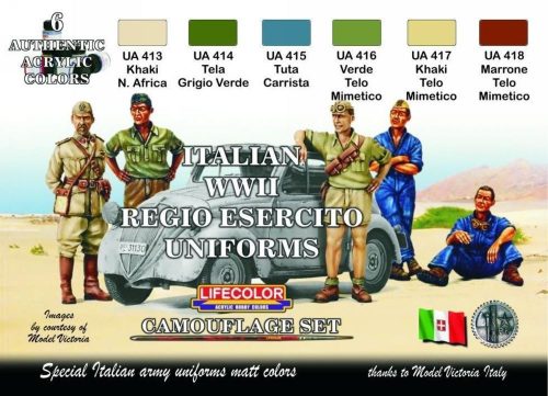 Lifecolor Italian WWII Regio Esercito Uniforms, 6 x 22 ml (CS14)