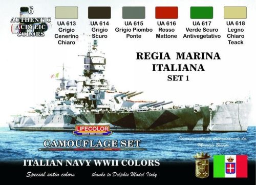 Lifecolor Italian Regia Marina WWII colors, 6 x 22 ml (CS15)