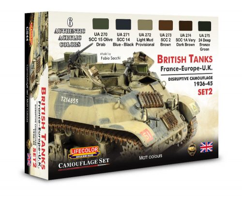 Lifecolor British Tanks, France-Europe, U.K., Disruptive Camouflage, Set 2 6 x 22 ml (CS44)