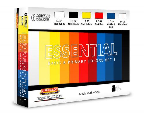 Lifecolor Essential Basic & Primary Colors Set 1, 6 x 22 ml (ES01)