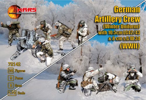 Mars German Artillery Crew (winter uniform) with 10,5cm LG42/43 & 8cm s.G.W.34 WWII 1:72 (MS72142)