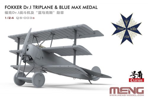 Meng Fokker Dr.I Triplane&Blue Max Medal(Lim.Edit,inc.one colle-class replic o.BlueMa 1:24 (QS-003s)